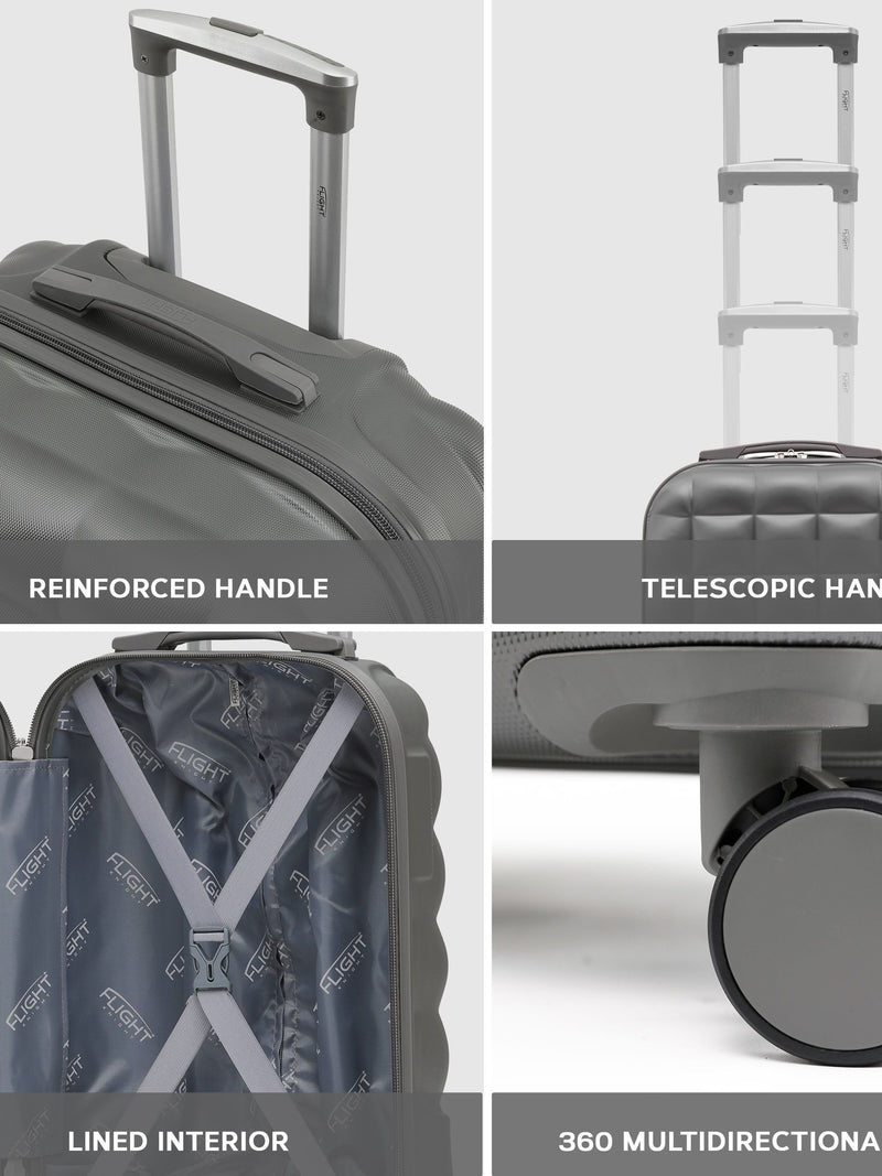Flight Knight Anthracite Medium Large Hardcase Printed Lightweight Check-In Suitcase with 4 Wheels