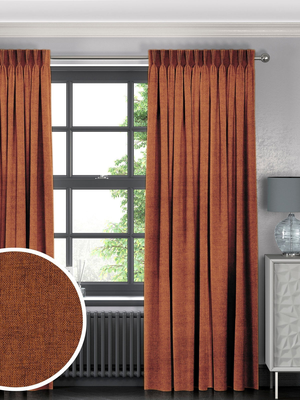 Terracotta brown made to measure curtains (British brand)