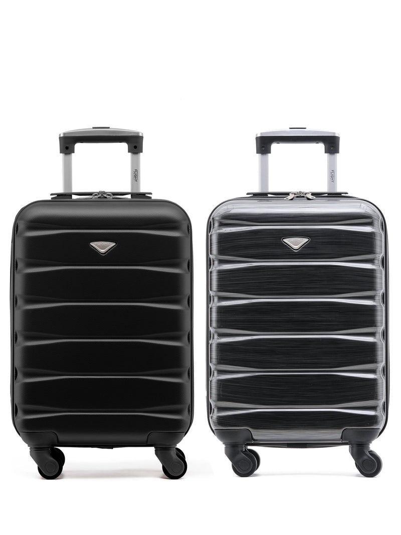 Flight Knight Charcoal EasyJet Overhead Hard Shell Cabin Suitcase Set of 2 (55x35x20cm)