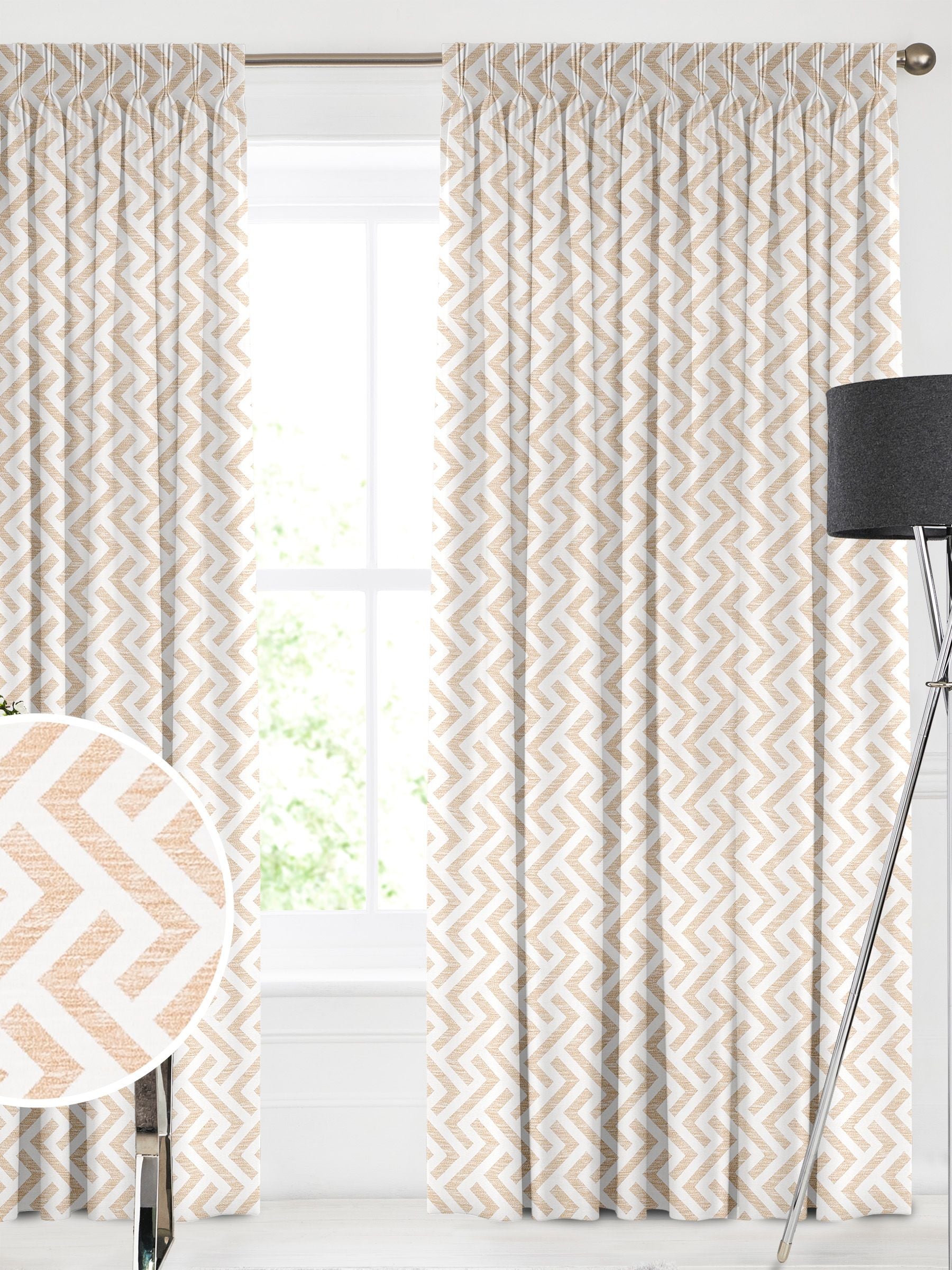Natural Amble geometric gold made to measure curtains (British brand)