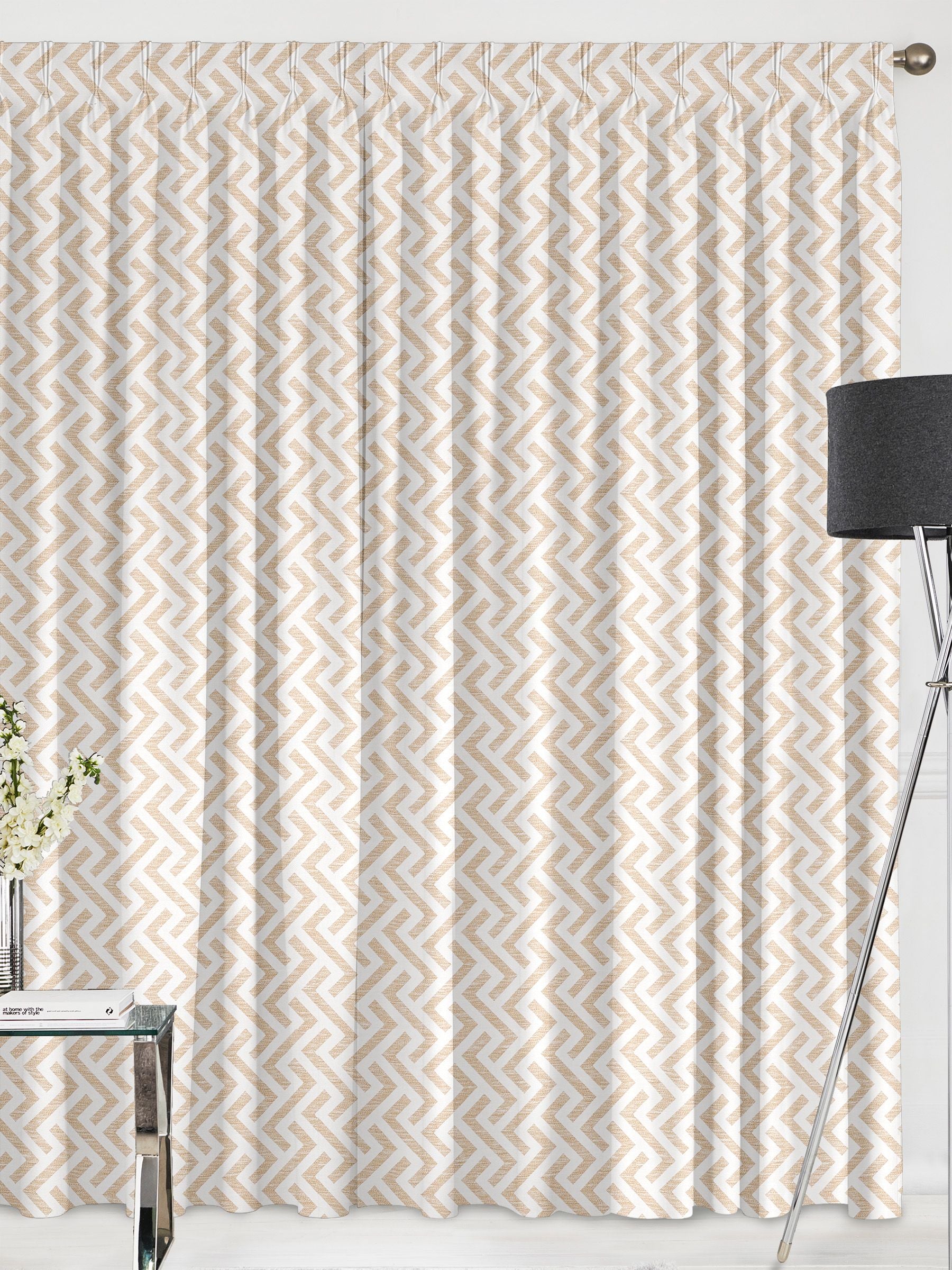 Natural Amble geometric gold made to measure curtains (British brand)