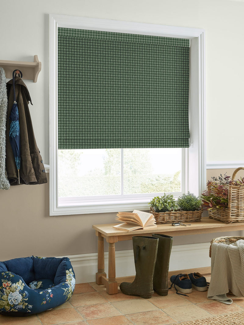 Laura Ashley green gingham made-to-measure Roman blinds (British brand)
