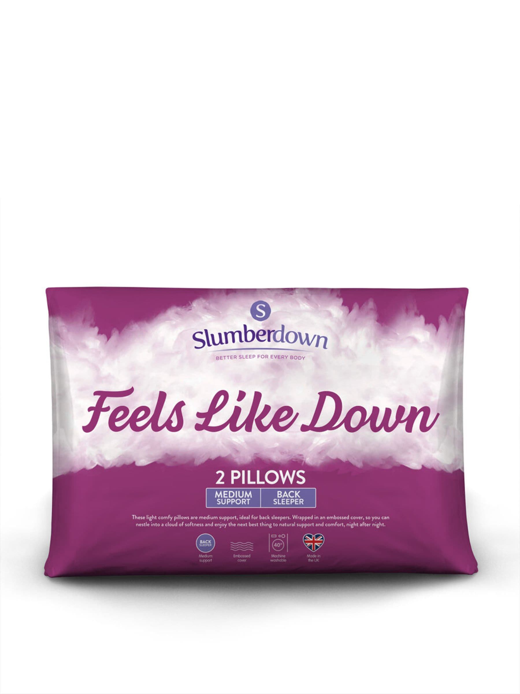 مجموعة Slumberdown من وسائد النوم على الظهر بمتوسط دعم قطعتين باللون الأبيض (علامة تجارية بريطانية)