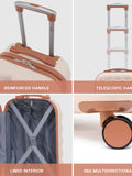Flight Knight Cream Medium Large Hardcase Printed Lightweight Check-In Suitcase with 4 Wheels
