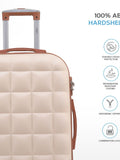 Flight Knight Cream Medium Large Hardcase Printed Lightweight Check-In Suitcase with 4 Wheels