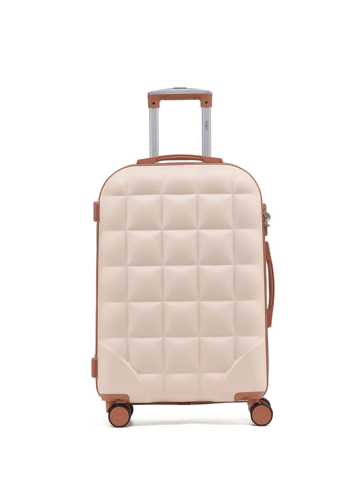 Flight Knight Cream Medium Large Hardcase Printed Lightweight Check-In Suitcase with 4 Wheels
