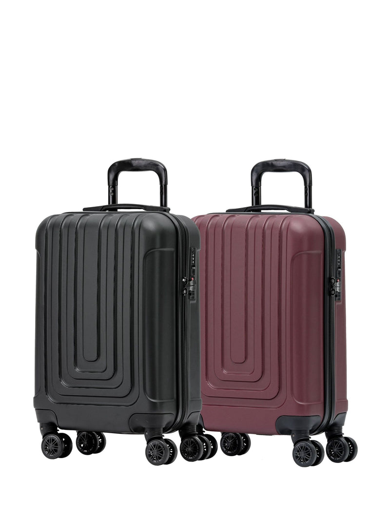 Flight Knight Black + Anthracite Hard Shell Cabin Suitcase Set of 2 55x35x20cm