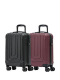 Flight Knight Black + Anthracite Hard Shell Cabin Suitcase Set of 2 55x35x20cm