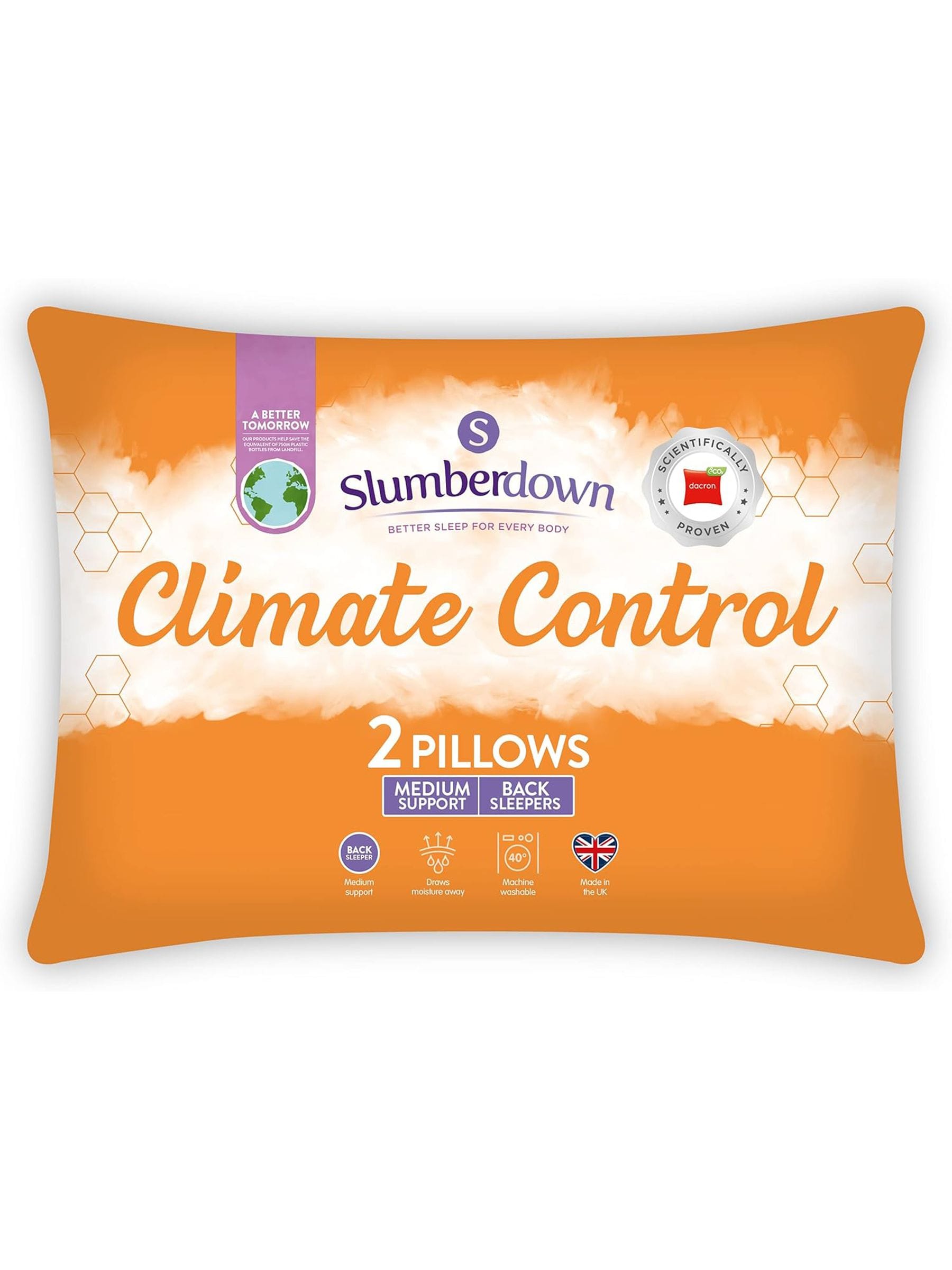 Slumberdown weiße Klimaregulierende Kissen Set aus 2 Stück, importiert aus Großbritannien