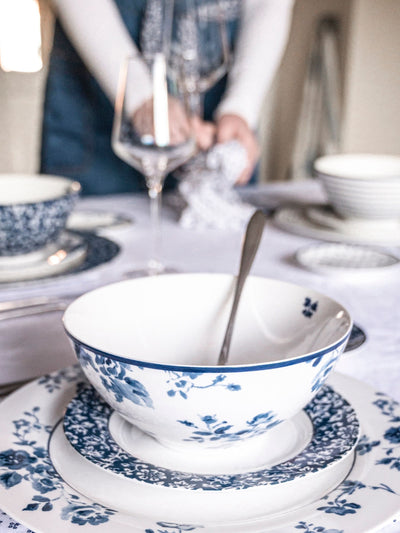 Laura Ashley 12 Piece Blue Dinner Set Porcelain 12-Piece Collection