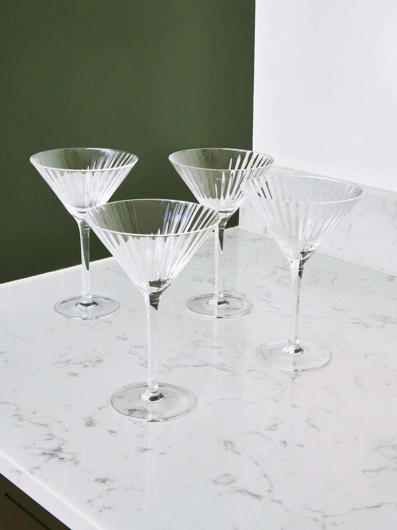 Jasper Conran London clear fluted martini glasses set of 4 17cm, UK version