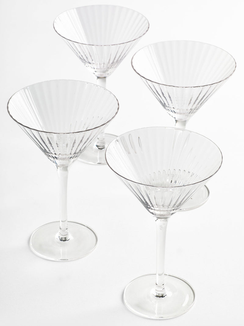 Jasper Conran London clear fluted martini glasses set of 4 17cm, UK version