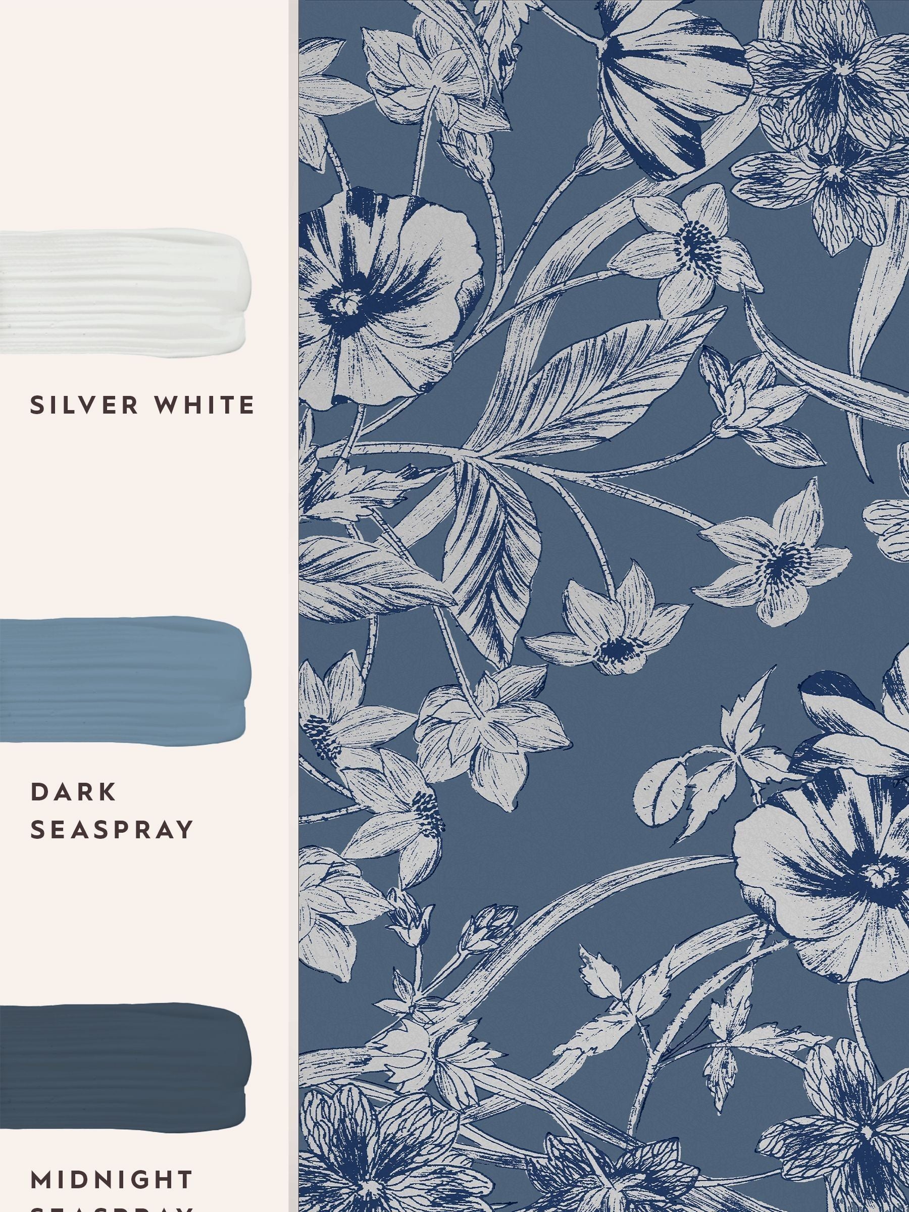 Laura Ashley wallpaper Midnight Summerhill 10m roll (British brand)