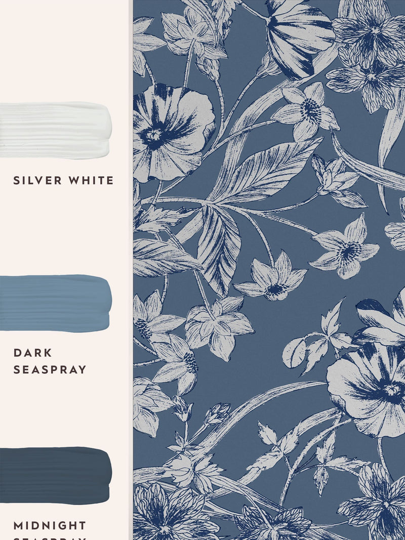 Laura Ashley wallpaper Midnight Summerhill 10m roll (British brand)