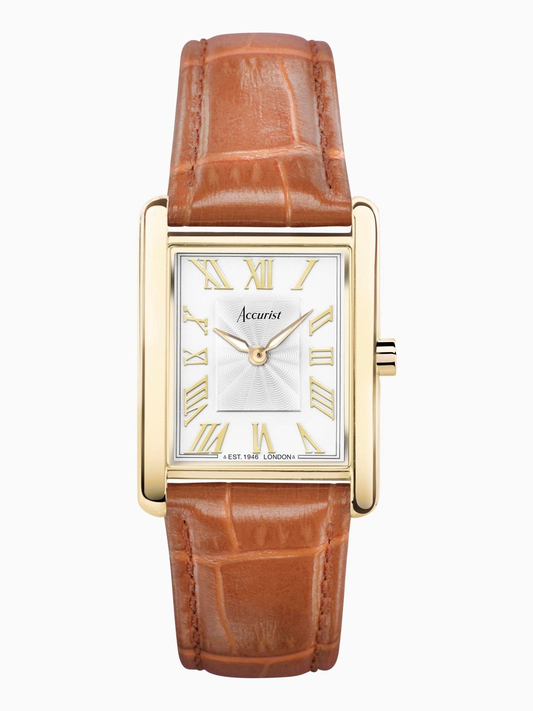 Accurist brown leather strap analogue watch - British product
