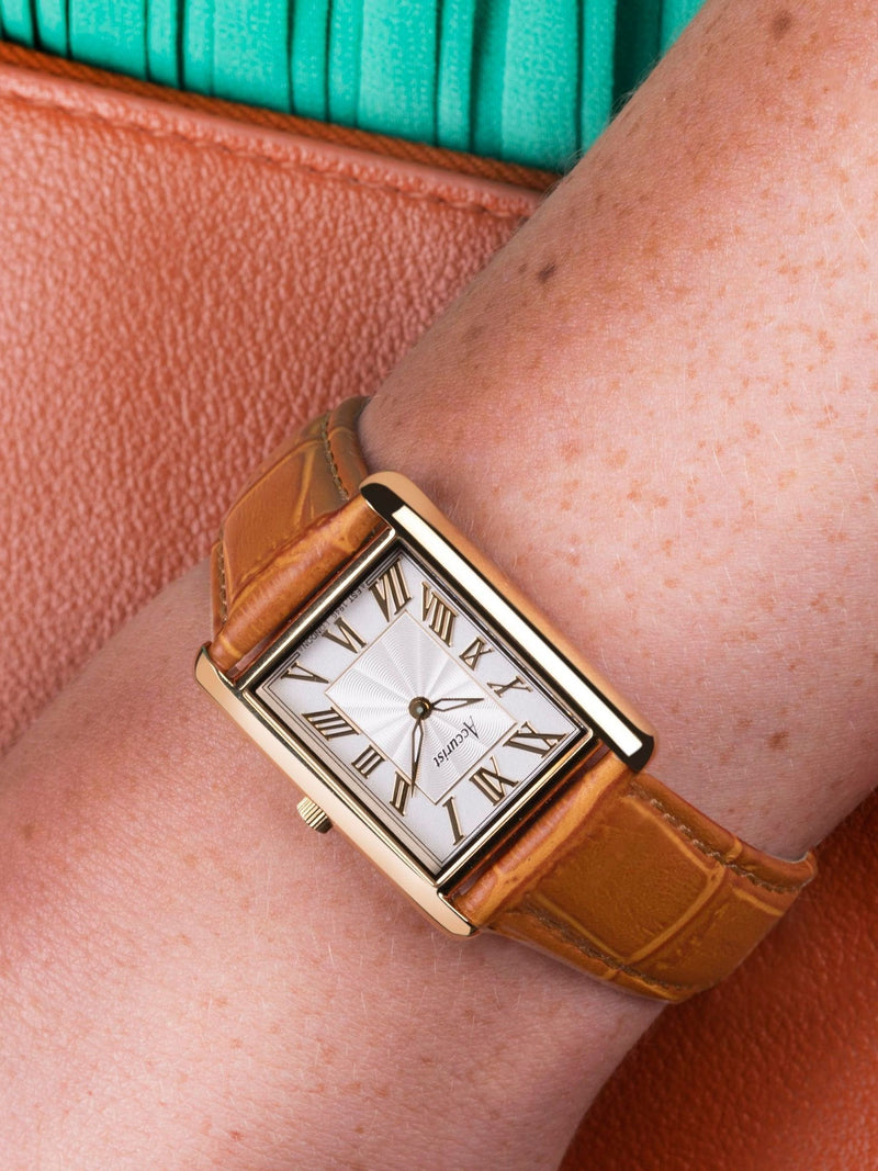 Accurist brown leather strap analogue watch - British product