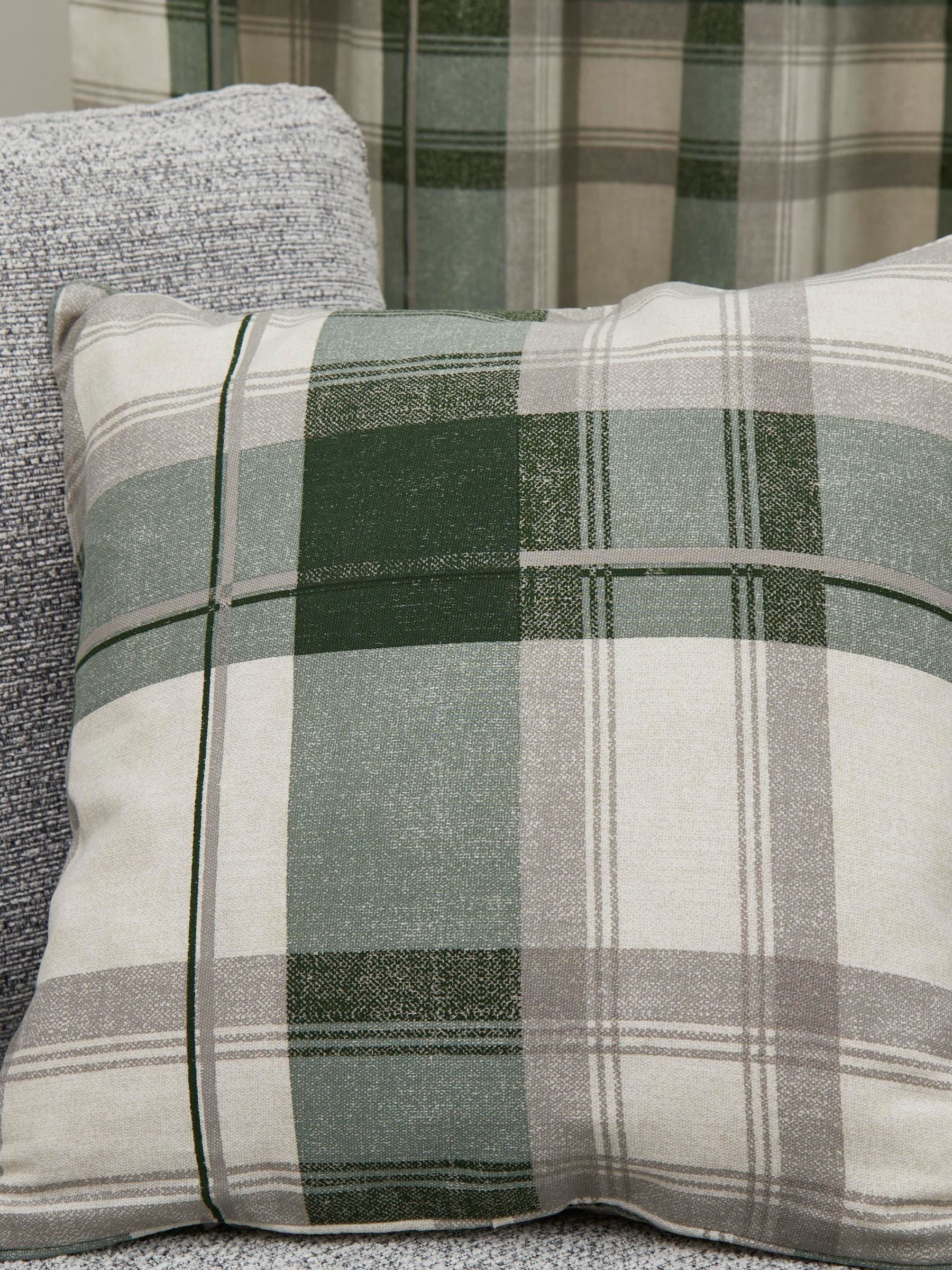 Fusion green Balmoral check cushion 43cm (British brand)
