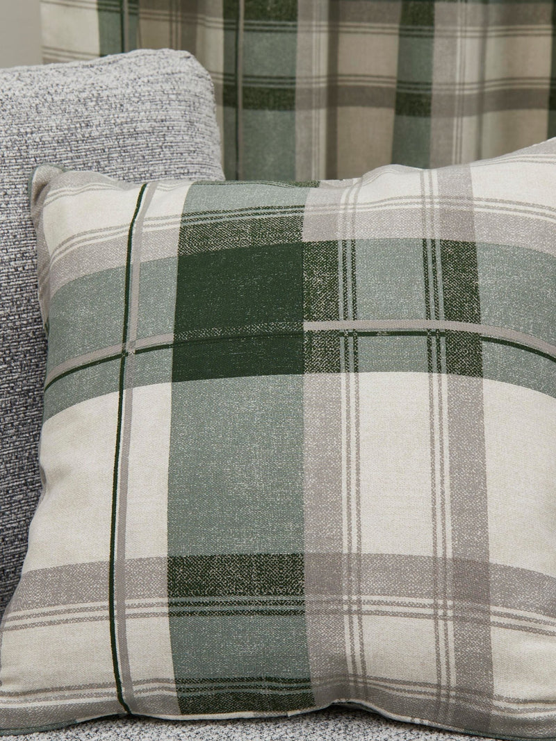 Fusion green Balmoral check cushion 43cm (British brand)