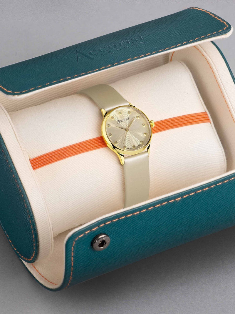 Accurist cream dress leather strap 28mm watch - British product