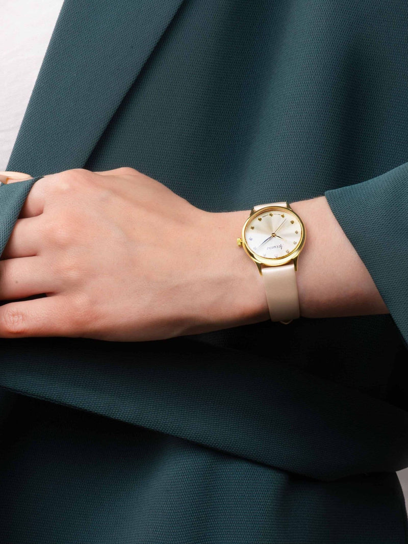 Accurist cream dress leather strap 28mm watch - British product