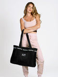 Pineapple black mesh tote bag with front slip pocket - British product