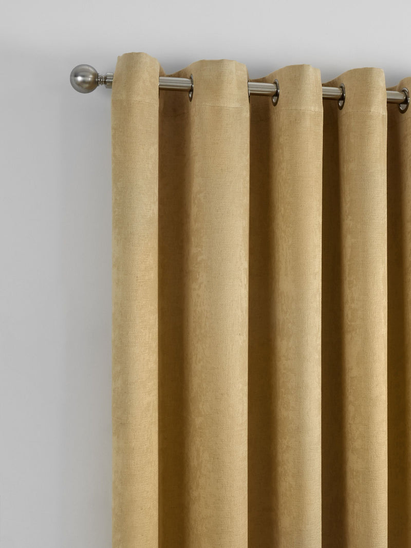 Fusion Yellow Strata Light Filtering Woven Eyelet Curtains