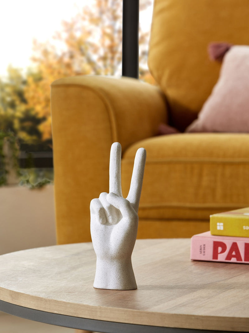 Cream peace hand ornament sculpture 20x6x8cm - British product
