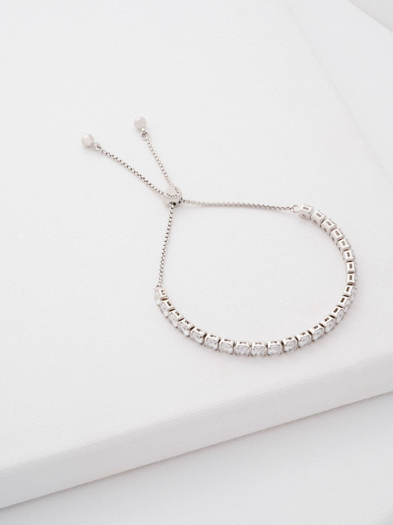 Ted Baker Silver Tone Clear Crystal Slider Bracelet 21cm (British brand)