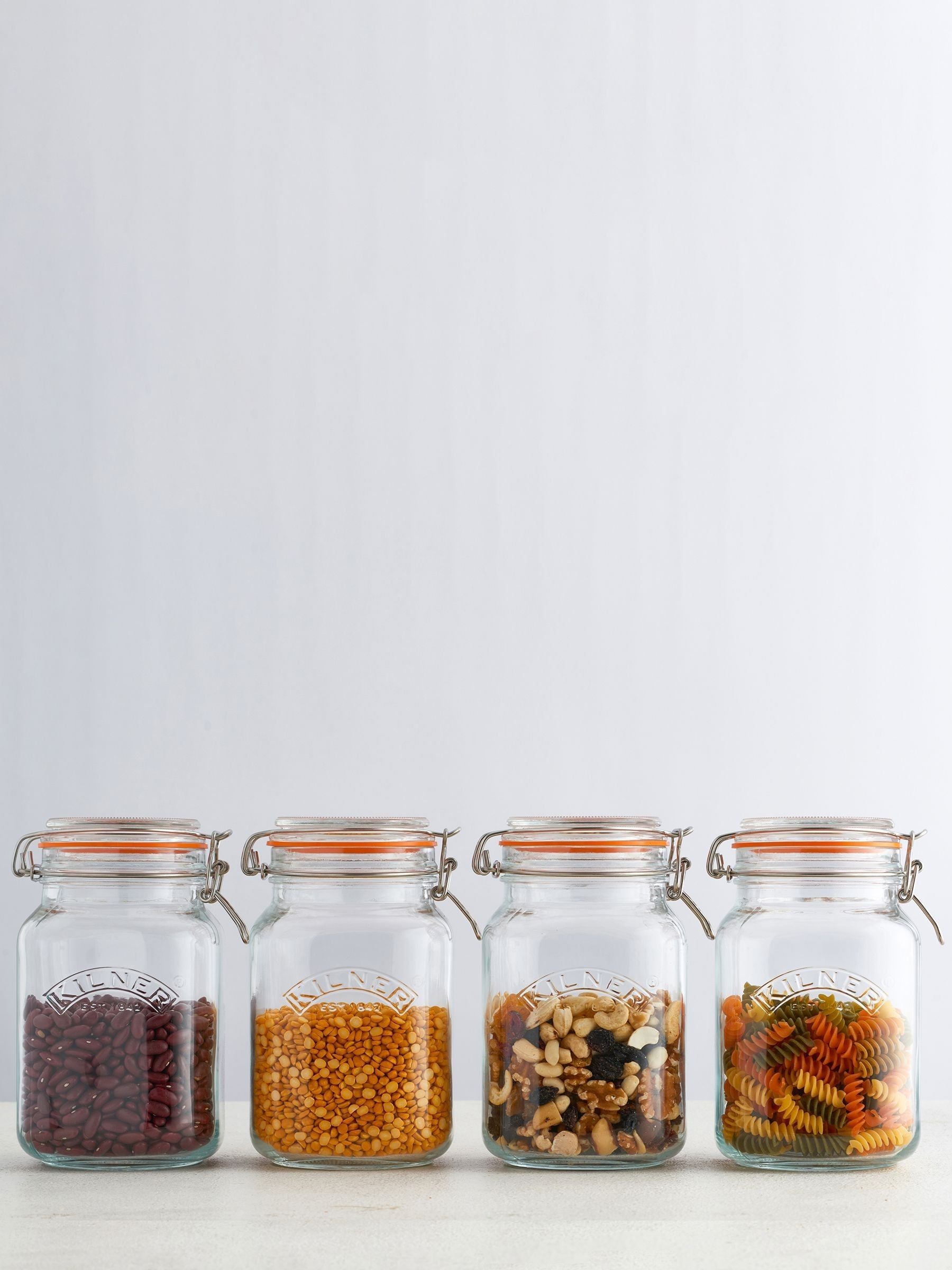 Kilner clear glass clip top spice jar set, UK version
