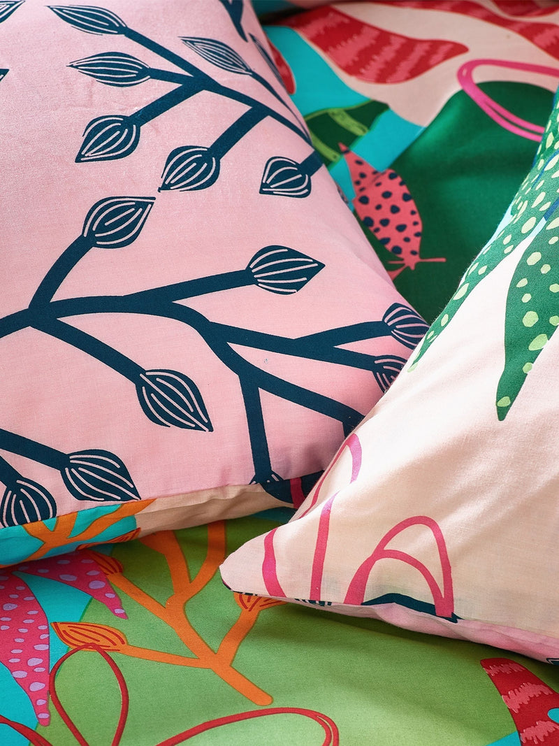 Furn Coralina reversible tropical duvet cover and pillowcase set - British product
