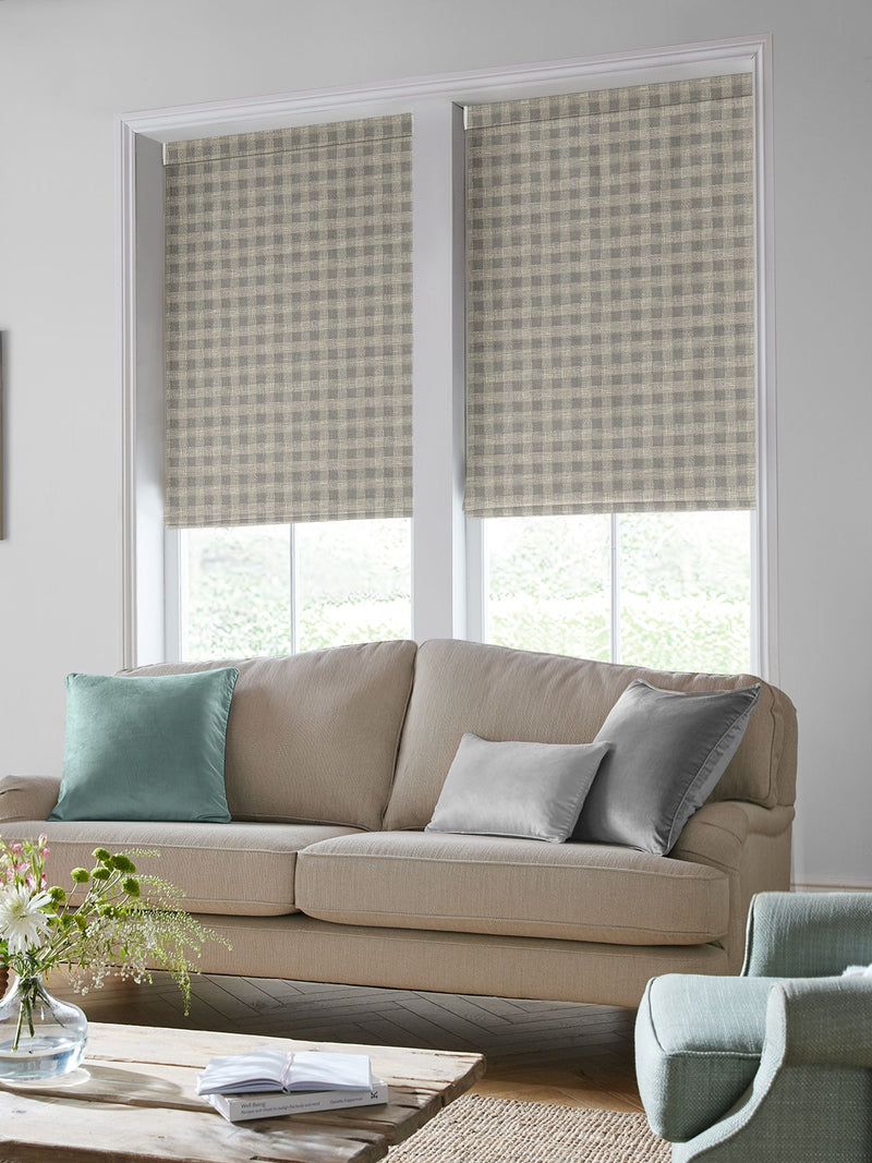 Laura Ashley grey gingham Roman blind made to measure, imported from the UK