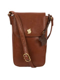 Conkca conker brown leather cross-body bag with gold fittings - British product