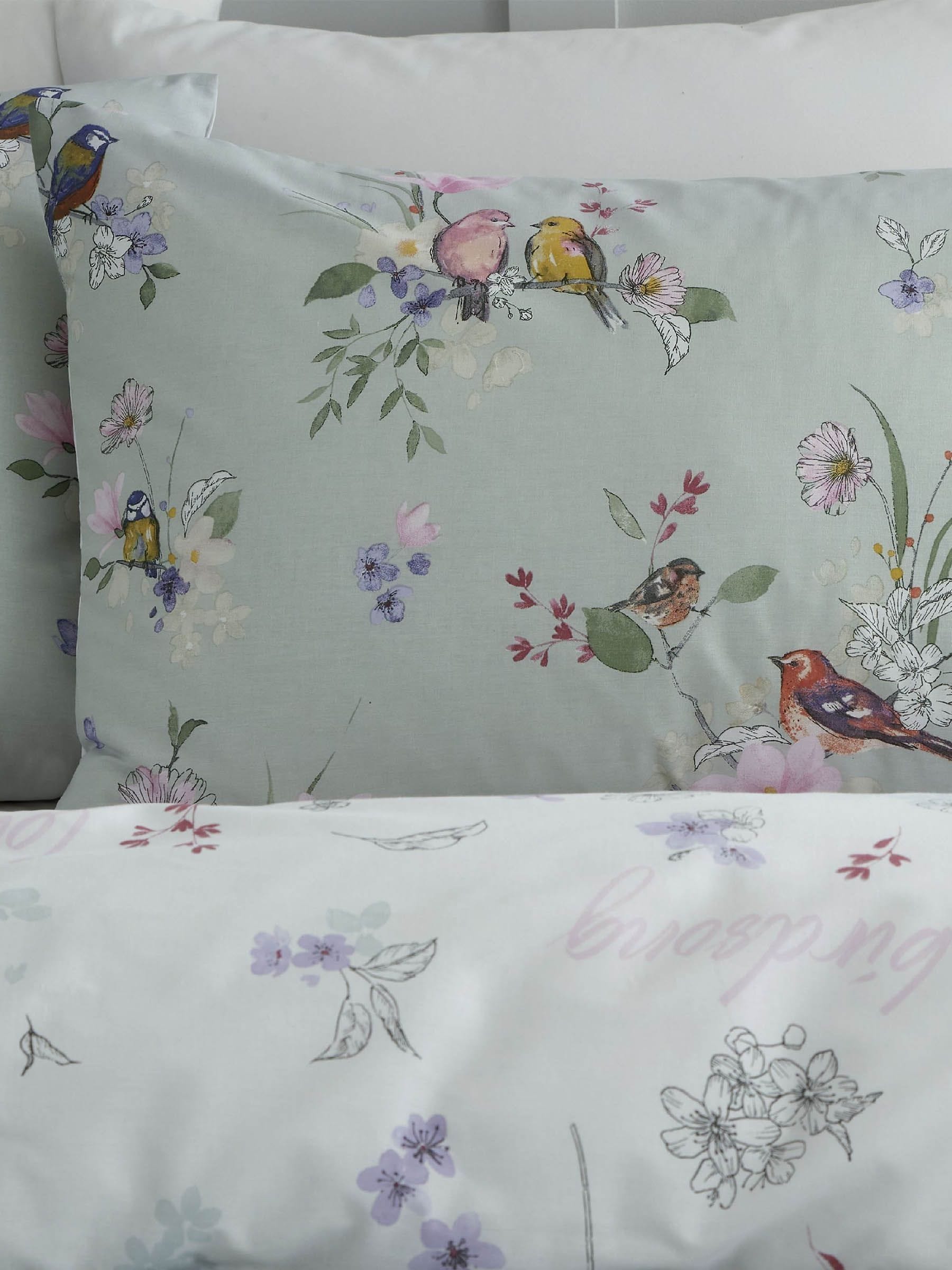 Catherine Lansfield green songbird reversible duvet cover set - British product