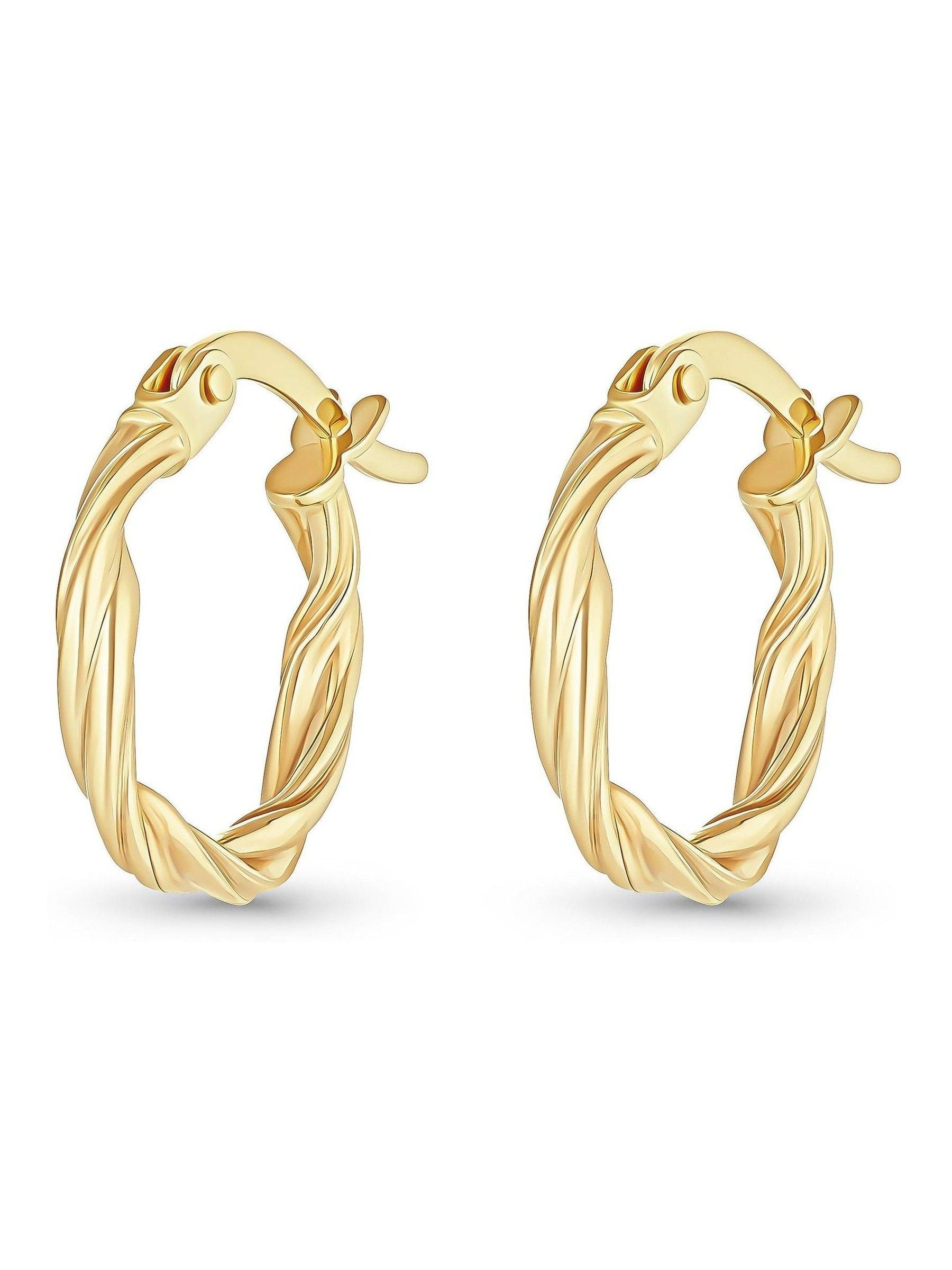 Beaverbrooks yellow gold 9ct twist hoop earrings 10mm - British product