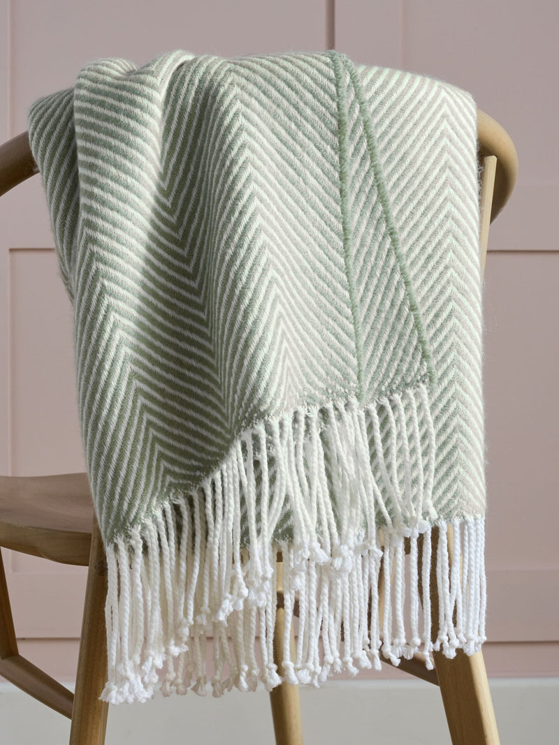 Sage Green Herringbone Cosy Throws