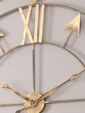 Antique grey and gold metal large round wall clock, imported from the UK