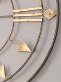 Antique grey and gold metal large round wall clock, imported from the UK