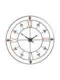 Antique grey and gold metal large round wall clock, imported from the UK