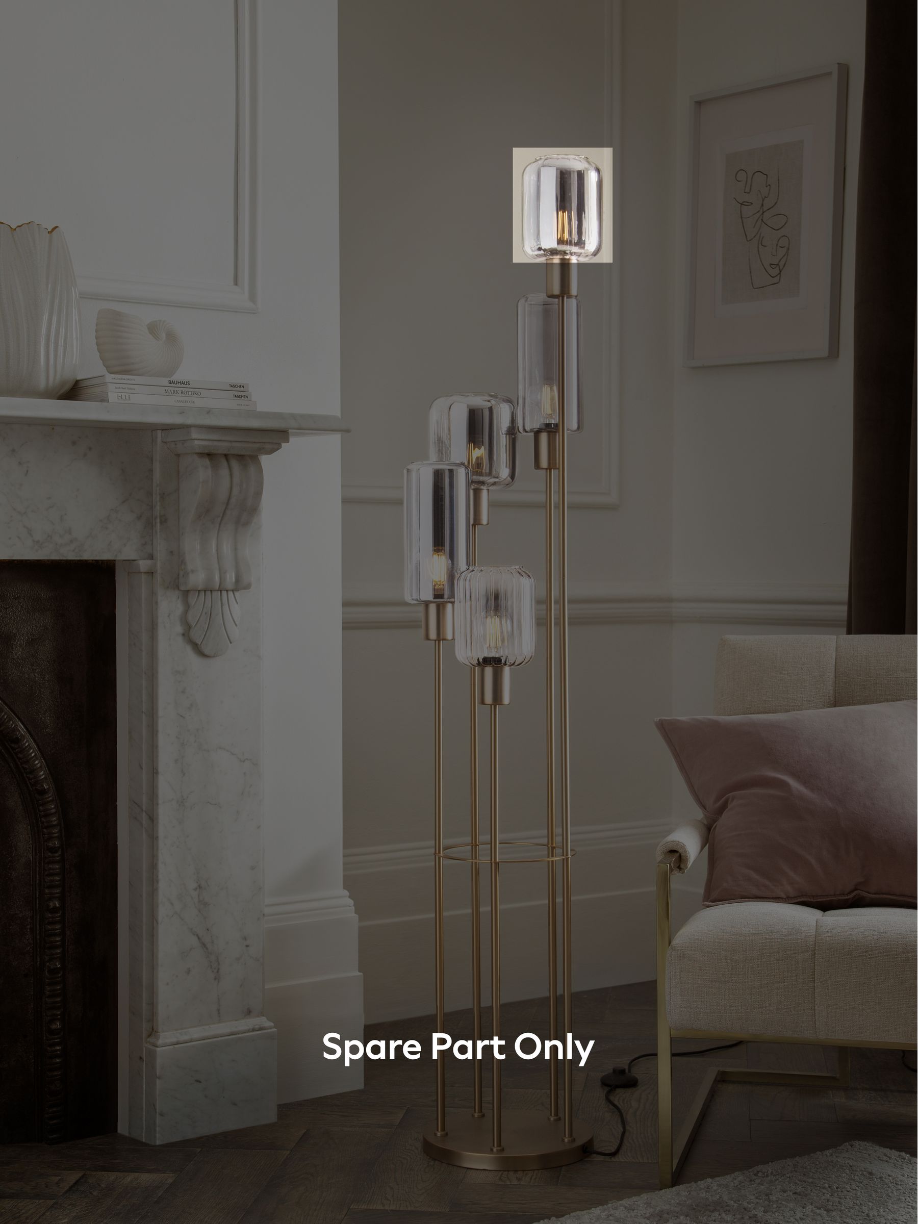 Jensen floor lamp glass spare part smoke grey, imported from the UK