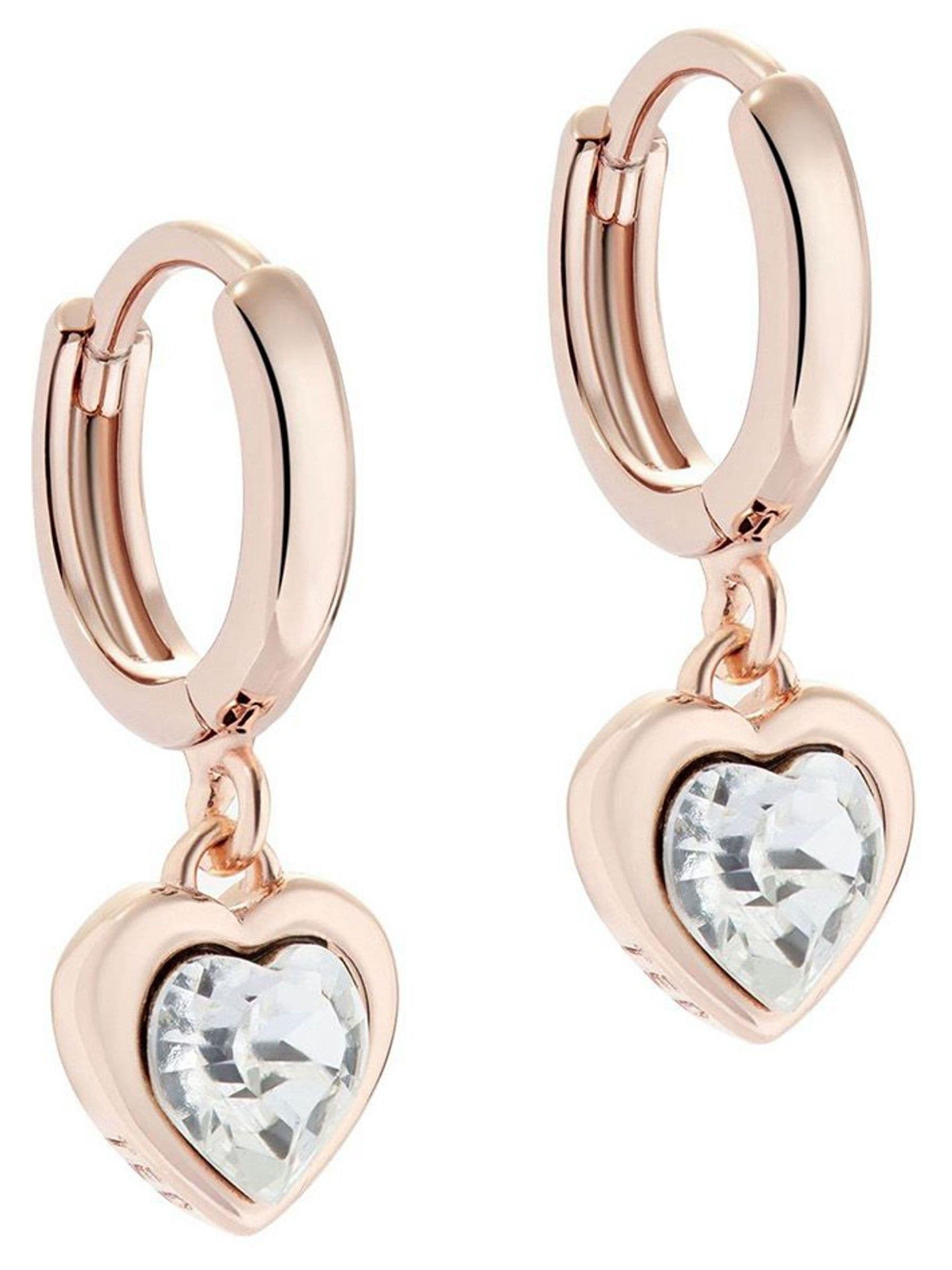 Ted Baker rose gold crystal heart huggie earrings 0.9cm (British brand)