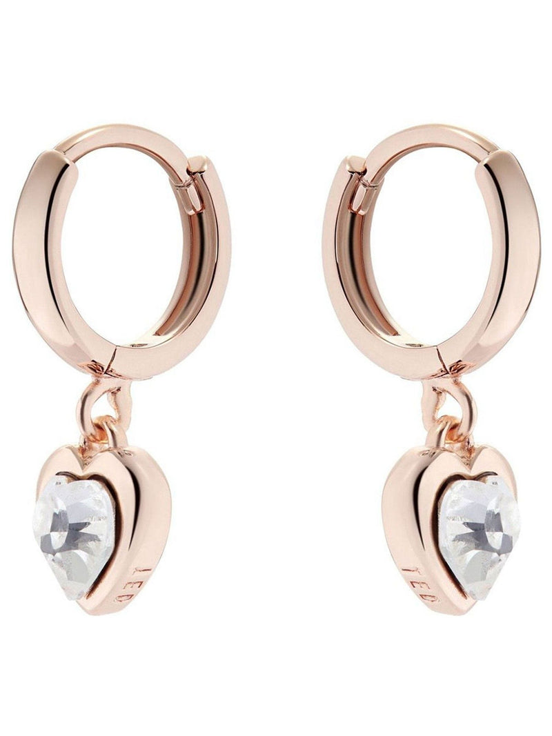 Ted Baker rose gold crystal heart huggie earrings 0.9cm (British brand)