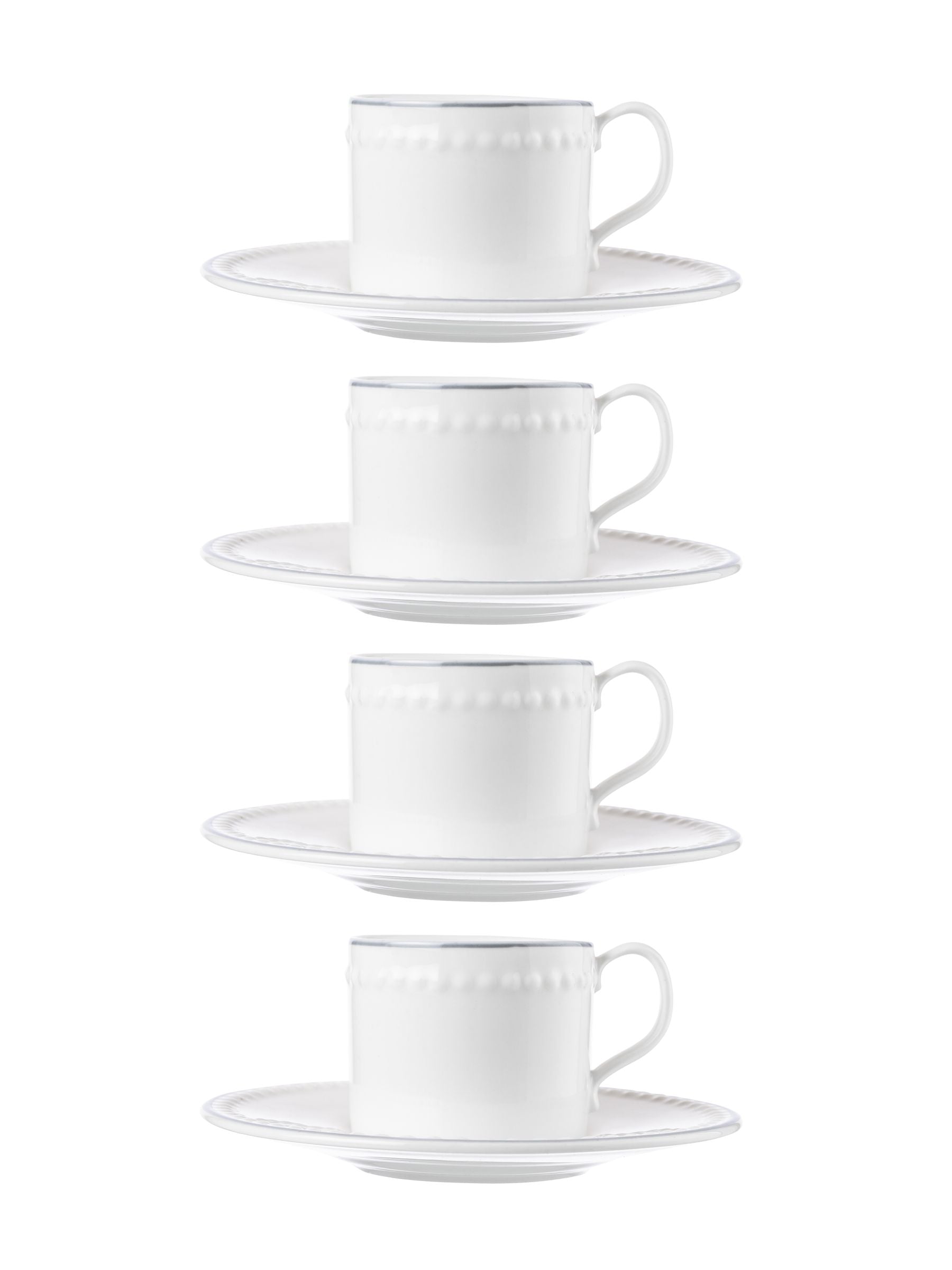Mary Berry Set of 4 White Signature Espresso Cup & Saucers