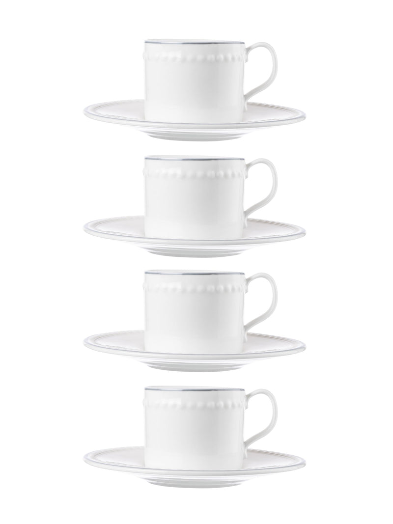 Mary Berry Set of 4 White Signature Espresso Cup & Saucers