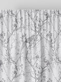 Silver Carren grey curtains with woven bird design, UK version