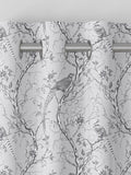 Silver Carren grey curtains with woven bird design, UK version