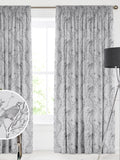 Silver Carren grey curtains with woven bird design, UK version