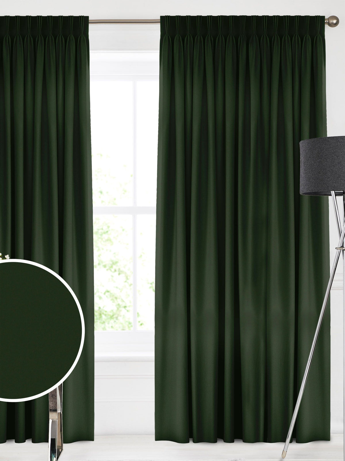 Montero velvet curtains forest green made-to-measure, imported from the UK