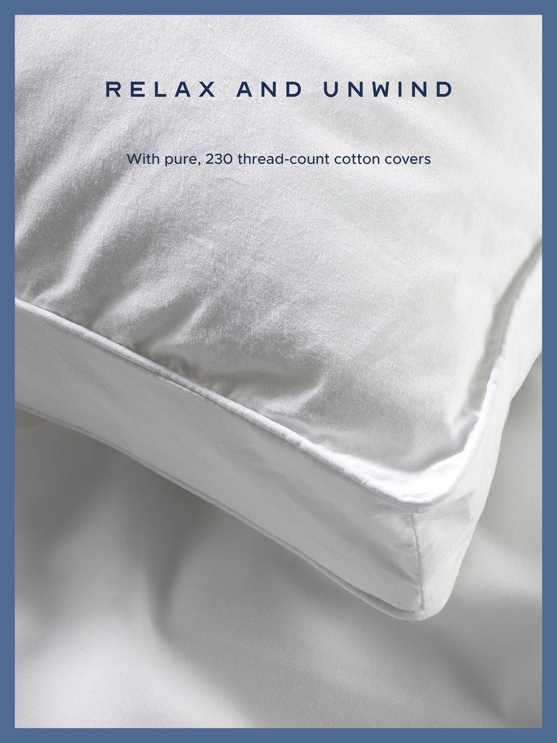 Snuggledown 100% cotton medium firm pillow, imported from the UK