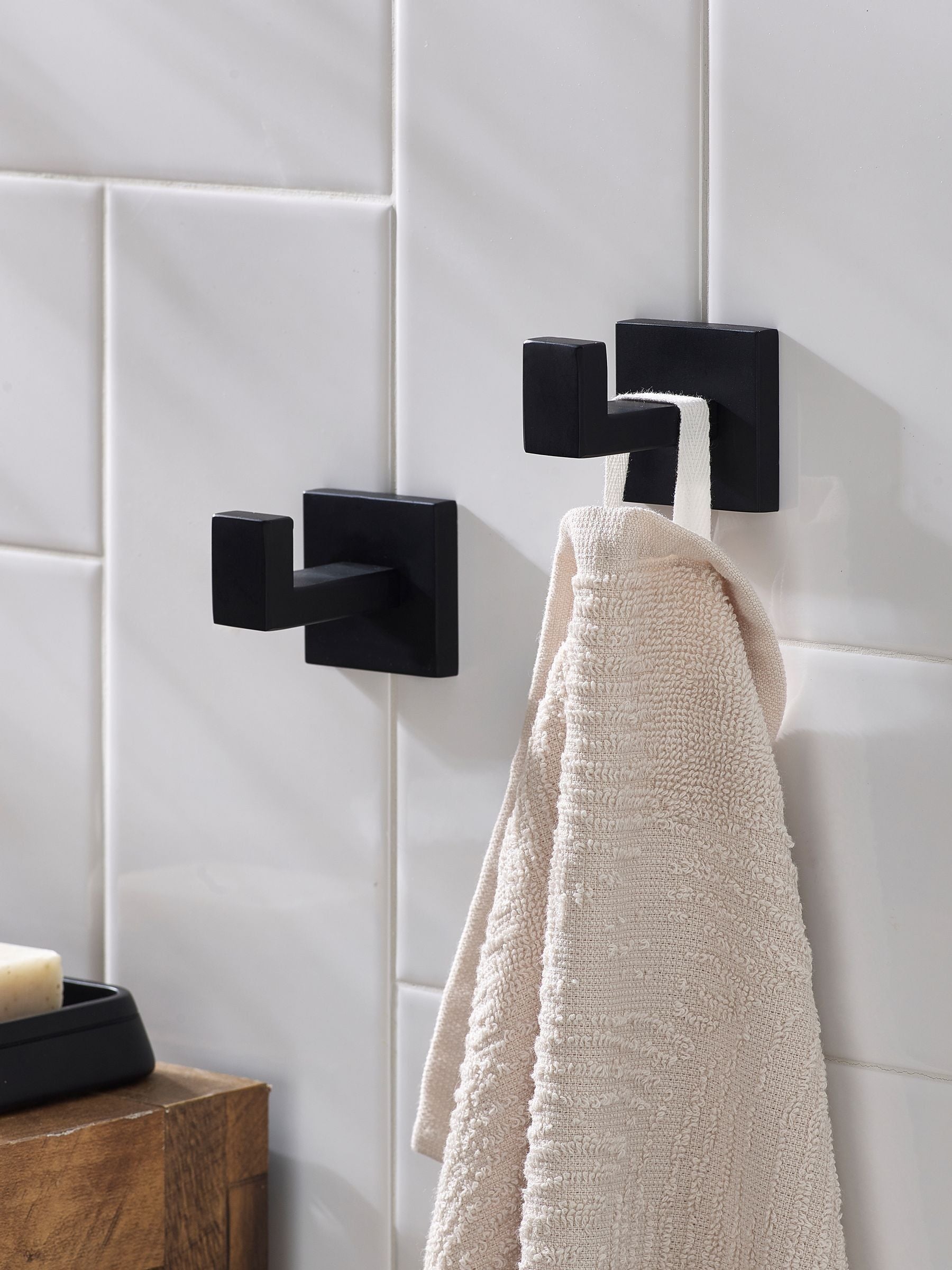 Black wall mount hooks set of 2 - British product