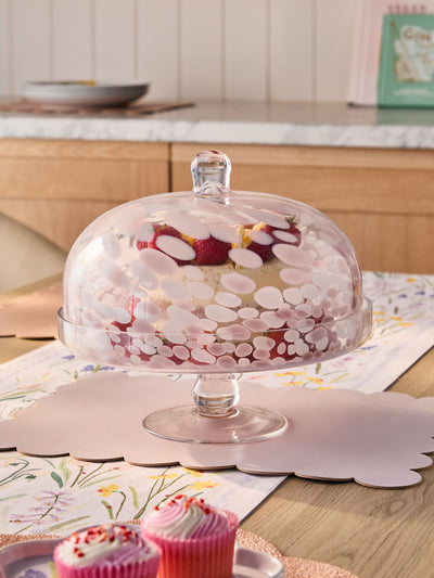 Next Pink Confetti Cloche Cake Glass Stand- Buy online at McGrocer